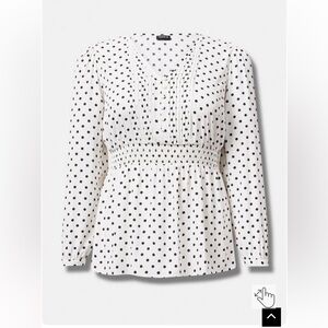 Torrid size 3 polka dot babydoll pintuck georgette blouse